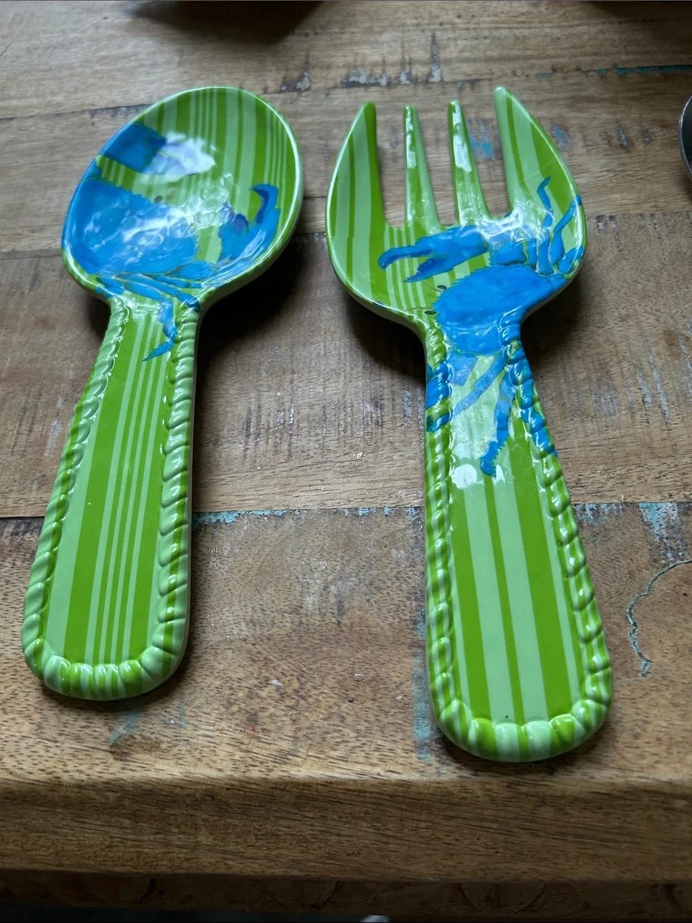 Tommy Bahama Light Green Ceramic Salad Servers